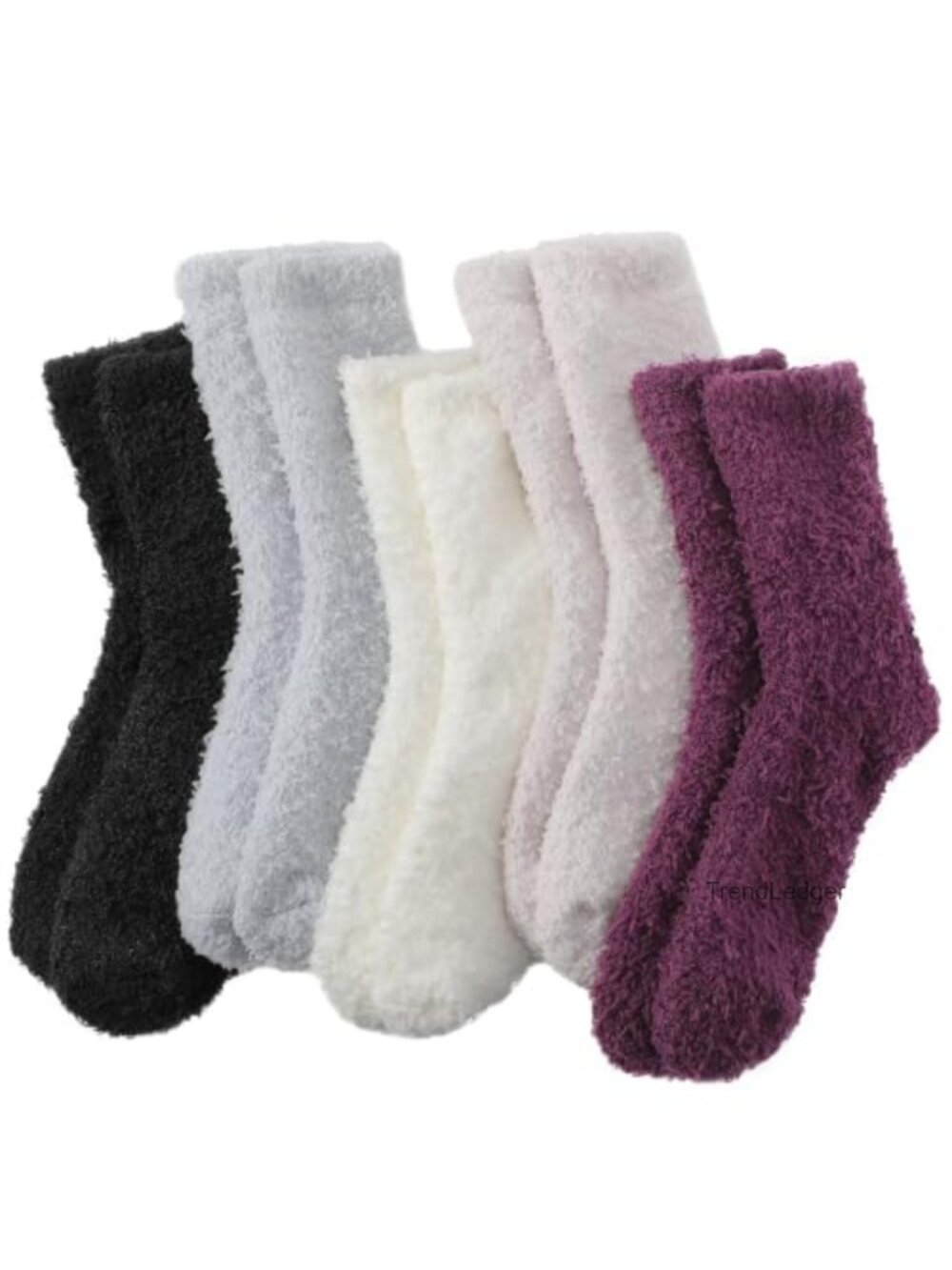 Fuzzy Socks for Women 5 Pairs Winter Fluffy Cozy Crew Slipper Socks